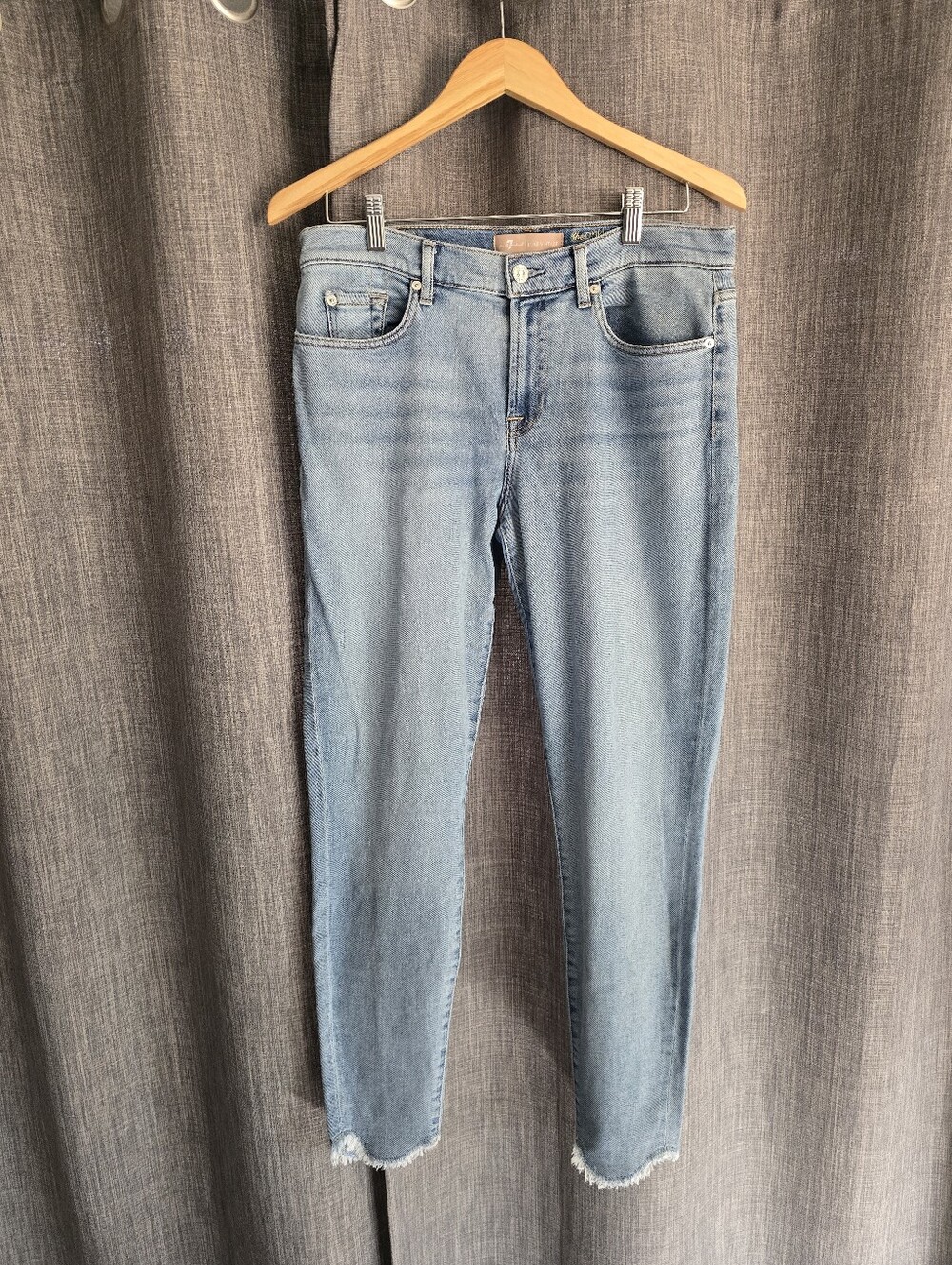 7 For All Mankind Luxe Vintage The Ankle Skinny Jeans Frayed Raw Hem